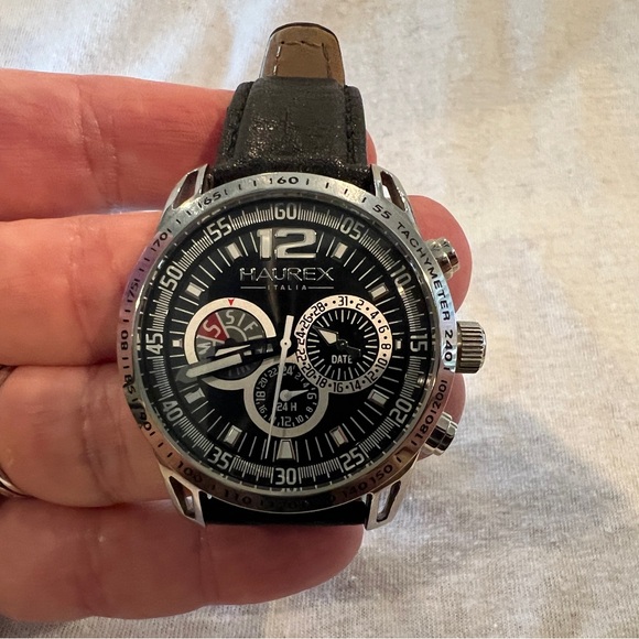 Haurex Talento Men’s Watch Model 1A367UNN with Vera  Pelle black leather band - Picture 12 of 15